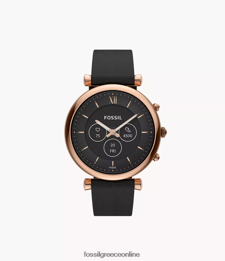 Fossil γυναίκες carlie gen 6 hybrid smartwatch δέρμα FVT06R16 παρακολουθώ μαύρος