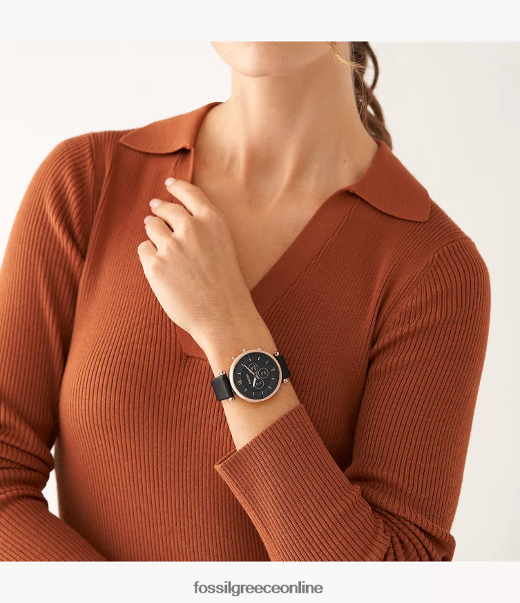 Fossil γυναίκες carlie gen 6 hybrid smartwatch δέρμα FVT06R16 παρακολουθώ μαύρος