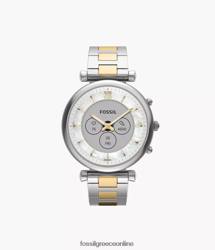 Fossil γυναίκες carlie gen 6 υβριδικό smartwatch από ανοξείδωτο χάλυβα FVT06R12 παρακολουθώ διχρωμία