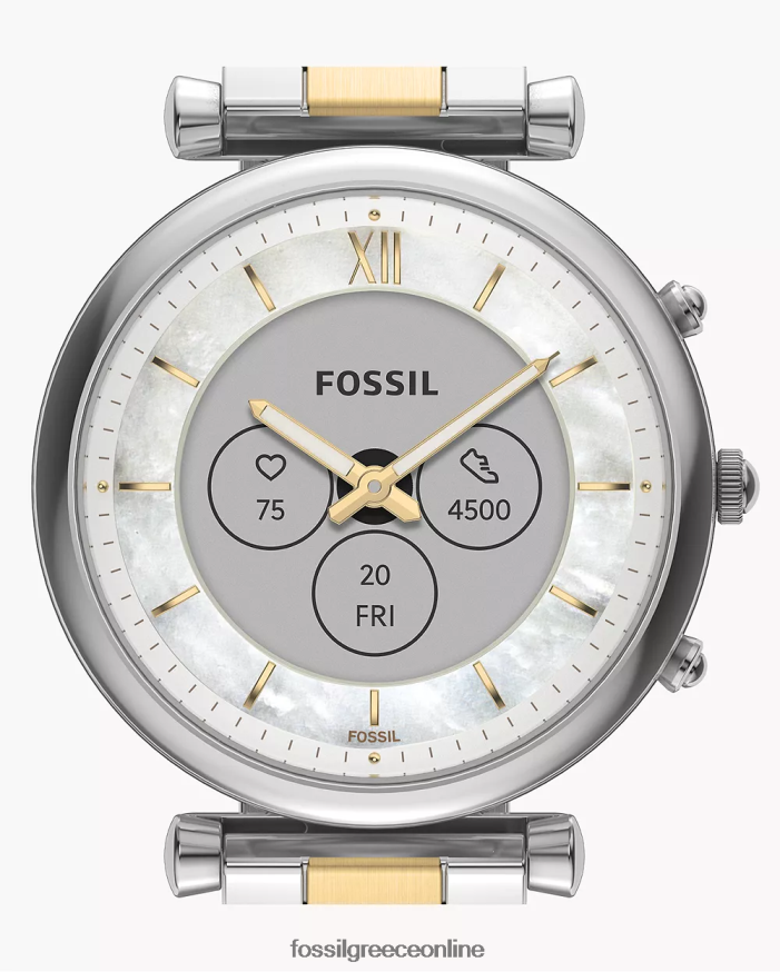 Fossil γυναίκες carlie gen 6 υβριδικό smartwatch από ανοξείδωτο χάλυβα FVT06R12 παρακολουθώ διχρωμία