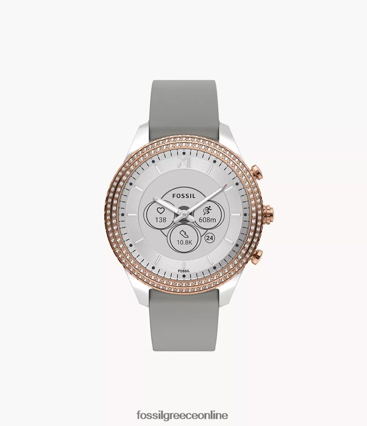 Fossil γυναίκες υβριδικό smartwatch stella gen 6 σιλικόνης FVT06R256 παρακολουθώ γκρί