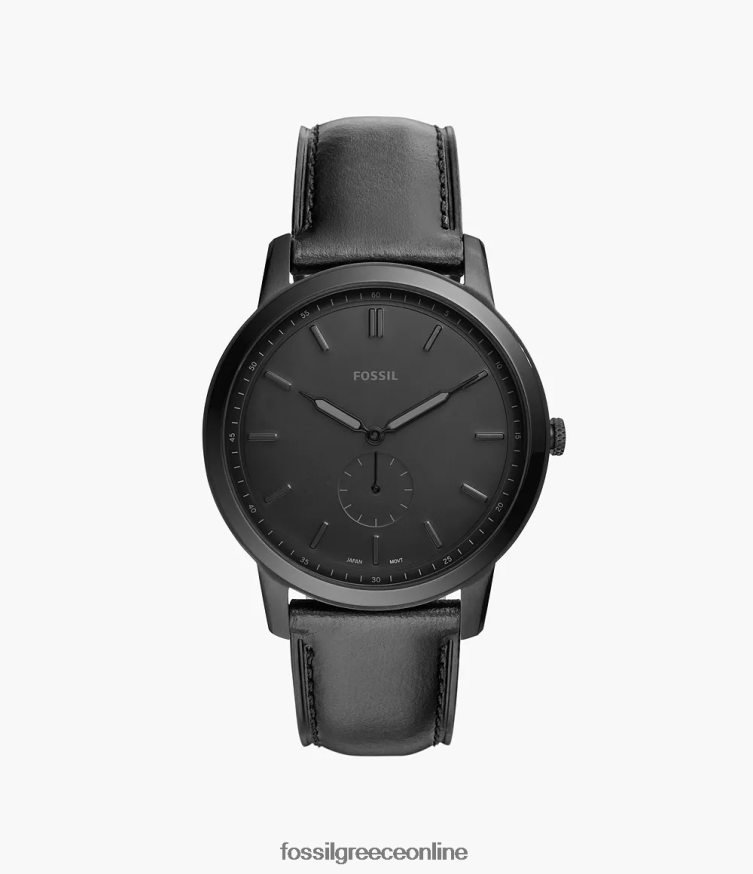 Fossil άνδρες το μινιμαλιστικό δερμάτινο ρολόι δύο χεριών FVT06R1399 παρακολουθώ μαύρος