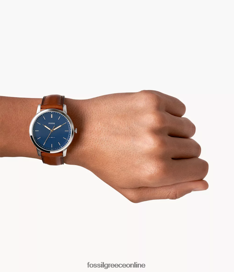 Fossil άνδρες το μινιμαλιστικό λεπτό δερμάτινο ρολόι τριών χεριών FVT06R1403 παρακολουθώ ανοιχτό καφέ