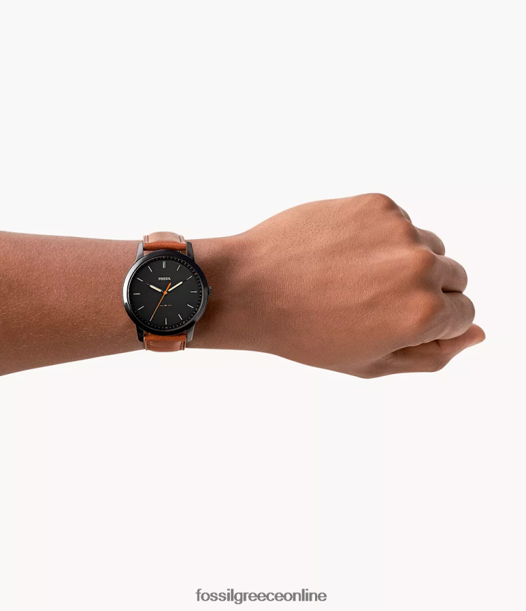 Fossil άνδρες το μινιμαλιστικό λεπτό δερμάτινο ρολόι τριών χεριών FVT06R1406 παρακολουθώ ανοιχτό καφέ