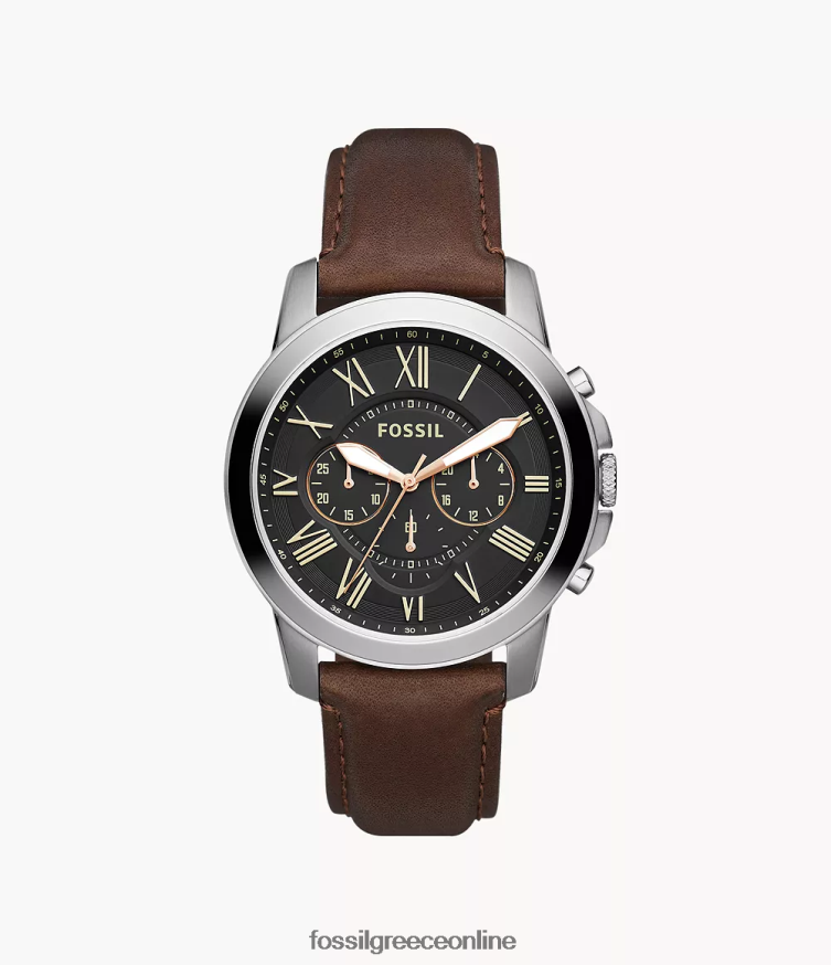 Fossil άνδρες δερμάτινο ρολόι χορηγίας χρονογράφου FVT06R1424 παρακολουθώ καφέ