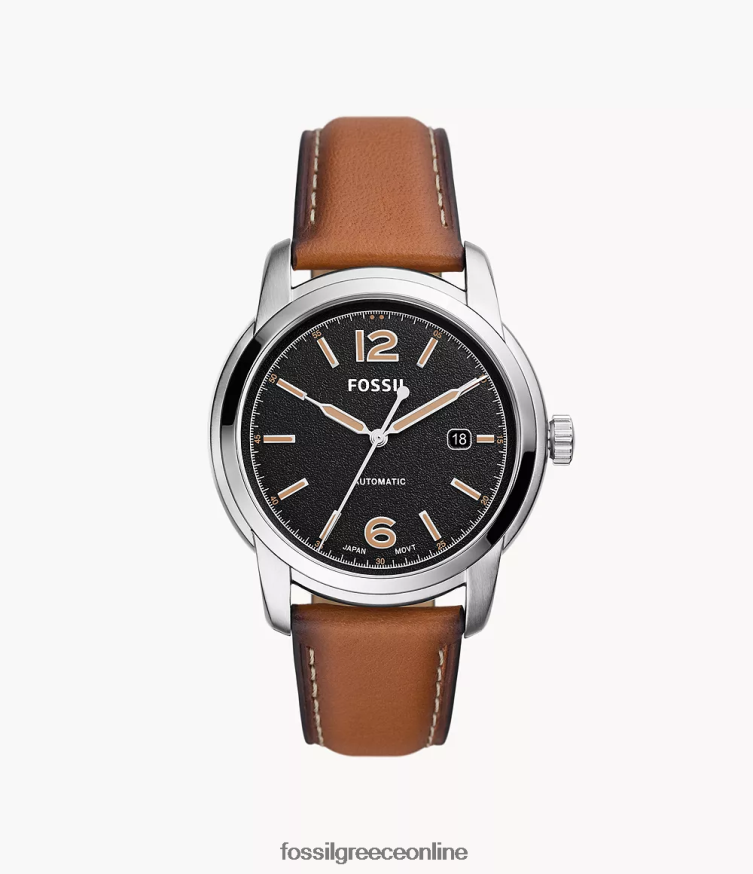Fossil άνδρες κληρονομιά αυτόματο δερμάτινο ρολόι FVT06R1452 παρακολουθώ αποσκευές