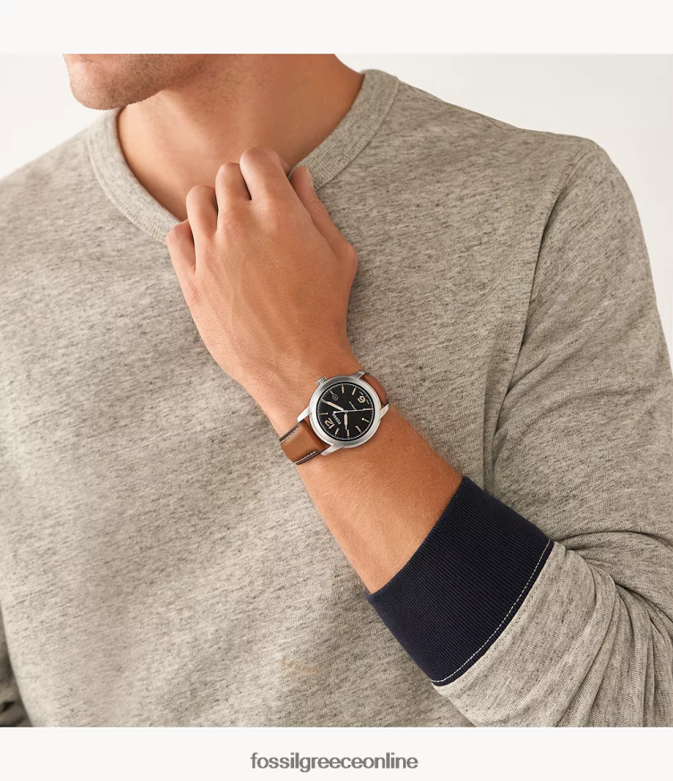 Fossil άνδρες κληρονομιά αυτόματο δερμάτινο ρολόι FVT06R1452 παρακολουθώ αποσκευές