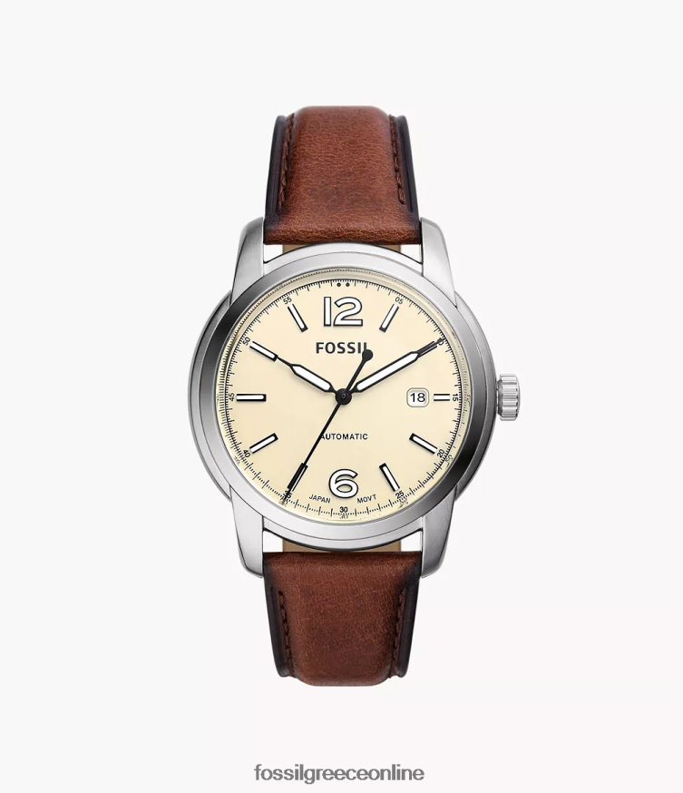 Fossil άνδρες Heritage αυτόματο δερμάτινο ρολόι litehide FVT06R1454 παρακολουθώ καφέ