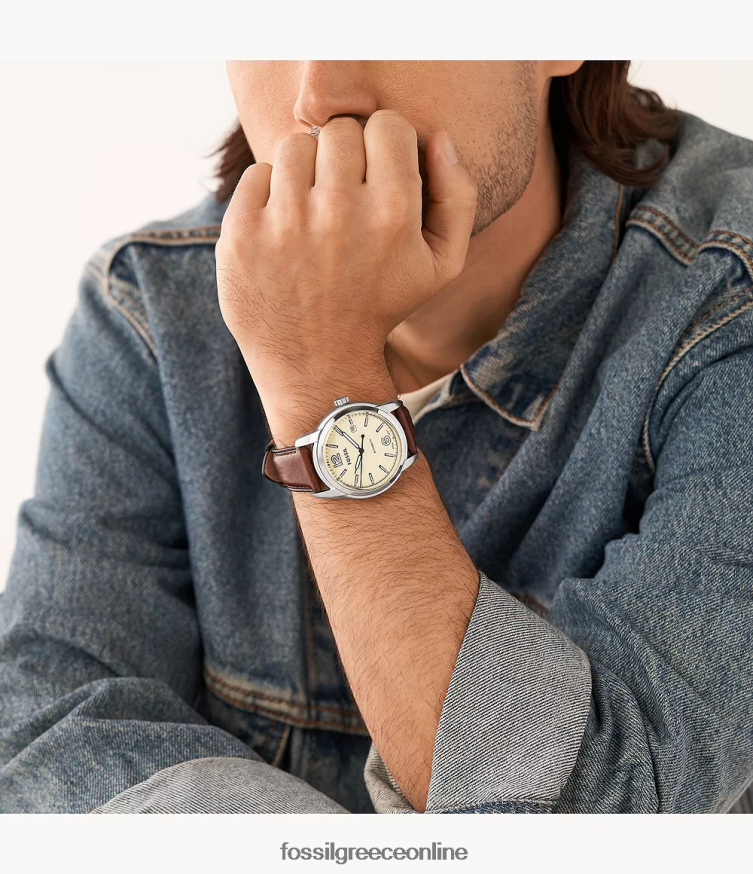 Fossil άνδρες Heritage αυτόματο δερμάτινο ρολόι litehide FVT06R1454 παρακολουθώ καφέ