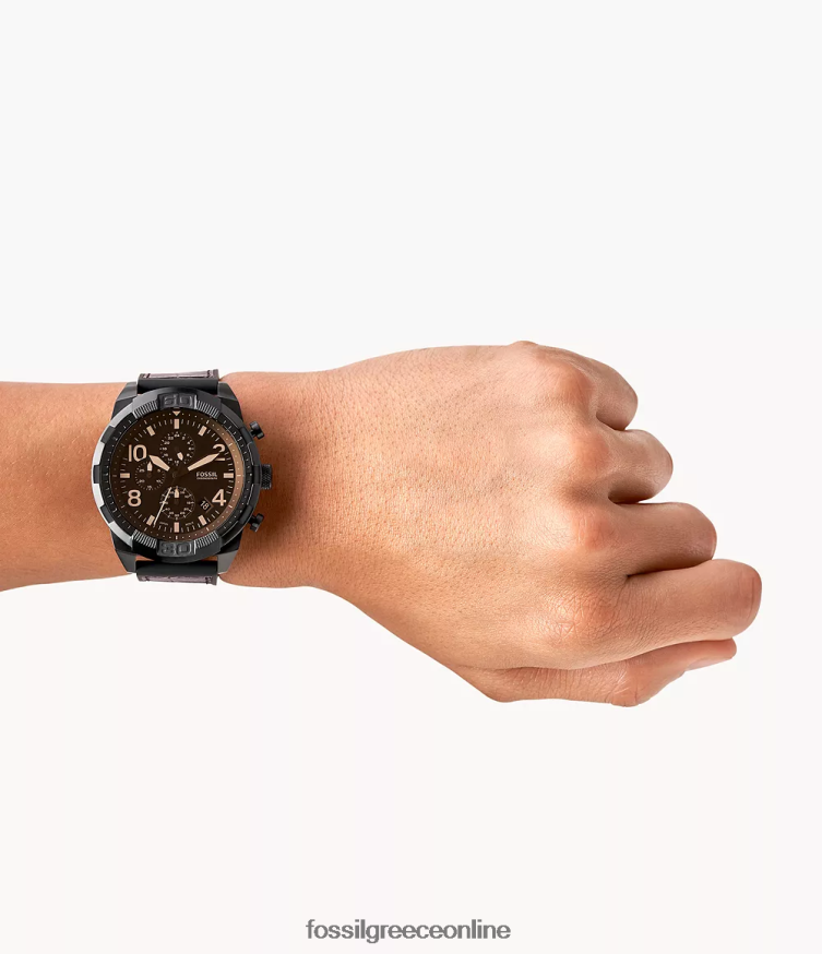 Fossil άνδρες ρολόι από δέρμα και καουτσούκ χρονογράφος bronson FVT06R1582 παρακολουθώ καφέ κρόκο