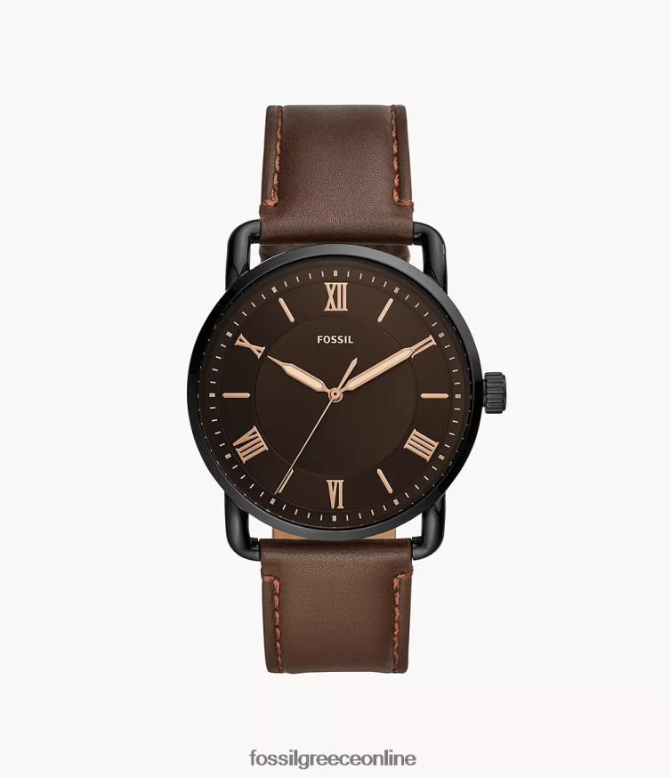 Fossil άνδρες Δερμάτινο ρολόι τριών χεριών copeland 42mm FVT06R1426 παρακολουθώ καφέ