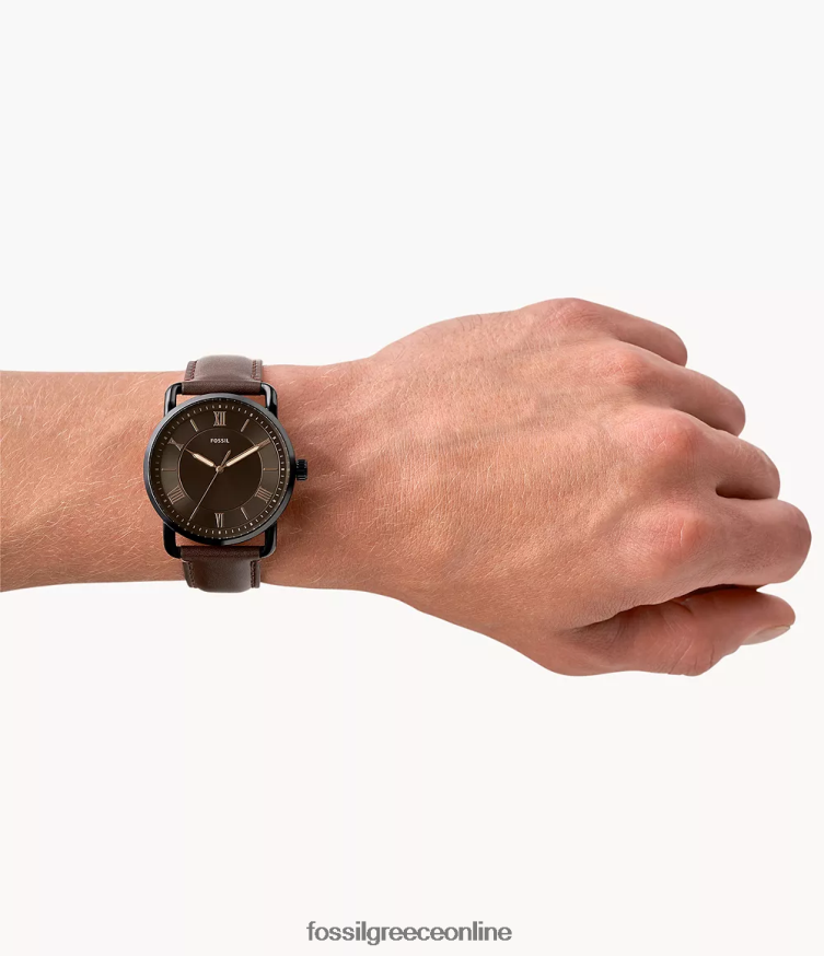 Fossil άνδρες Δερμάτινο ρολόι τριών χεριών copeland 42mm FVT06R1426 παρακολουθώ καφέ