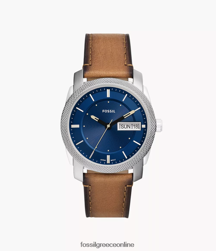 Fossil άνδρες μηχανή τριών χεριών day-date litehide δερμάτινο ρολόι FVT06R1420 παρακολουθώ βυρσοδέψω