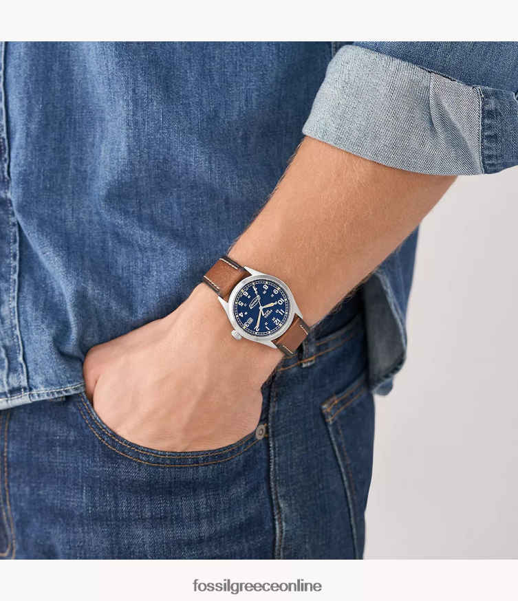 Fossil άνδρες δερμάτινο ρολόι litehide με ηλιακή ενέργεια Defender FVT06R1429 παρακολουθώ αποσκευές