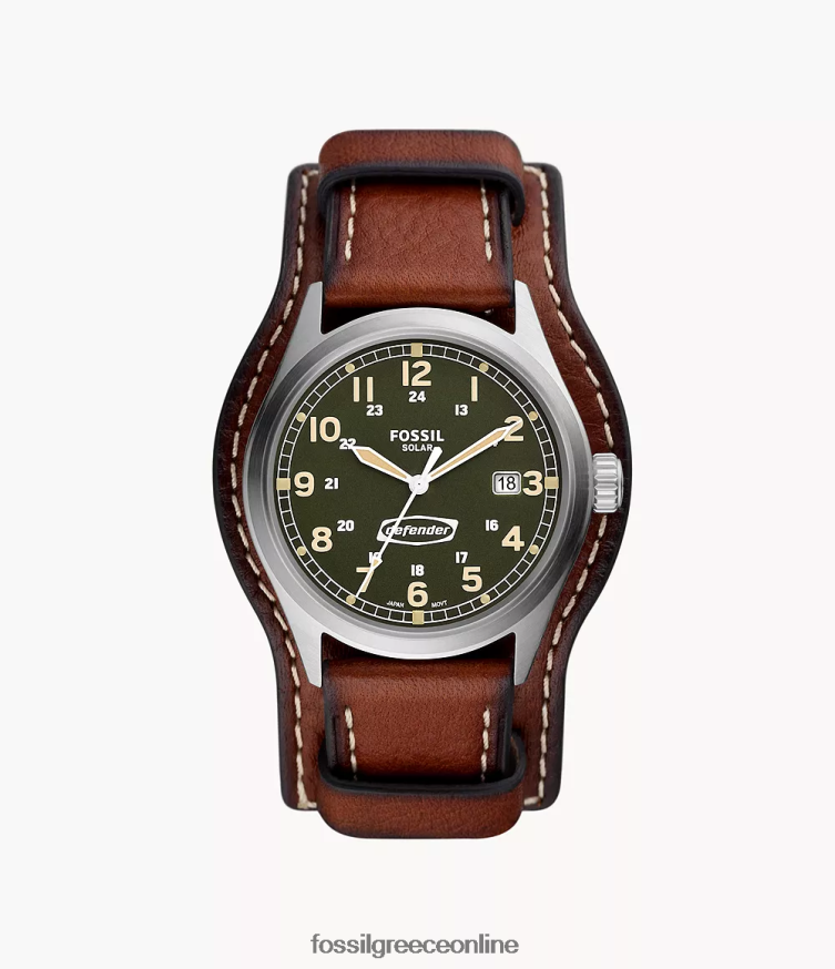 Fossil άνδρες δερμάτινο ρολόι litehide με ηλιακή ενέργεια Defender FVT06R1450 παρακολουθώ μέτριο καφέ