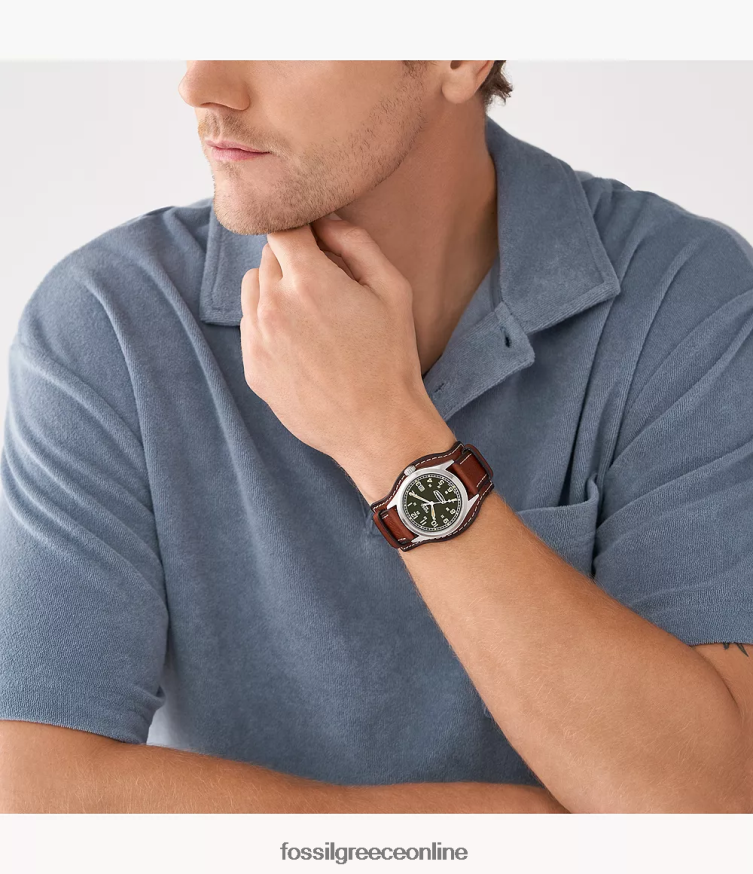 Fossil άνδρες δερμάτινο ρολόι litehide με ηλιακή ενέργεια Defender FVT06R1450 παρακολουθώ μέτριο καφέ