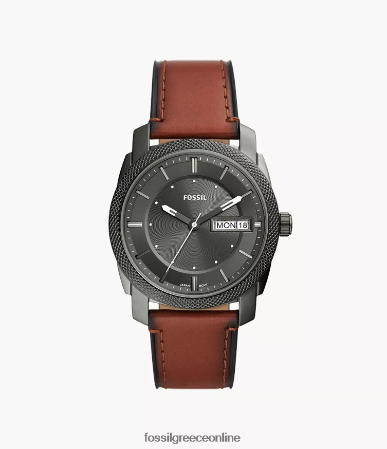 Fossil άνδρες μηχάνημα τρίχερο δερμάτινο ρολόι litehide FVT06R1444 παρακολουθώ καφέ