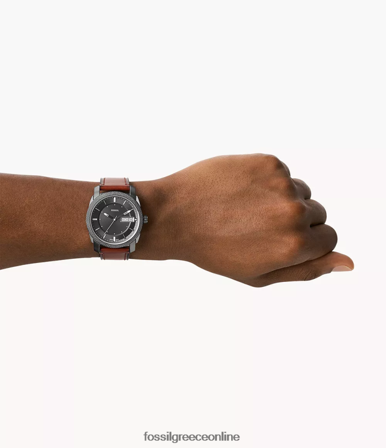 Fossil άνδρες μηχάνημα τρίχερο δερμάτινο ρολόι litehide FVT06R1444 παρακολουθώ καφέ