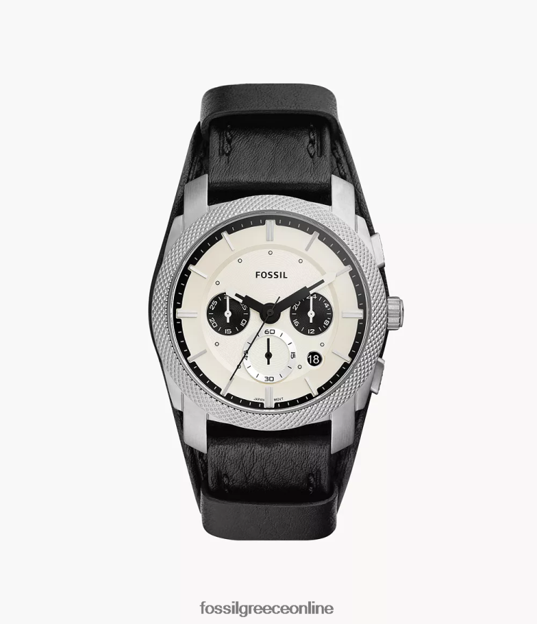 Fossil άνδρες δερμάτινο ρολόι μηχανής χρονογράφος litehide FVT06R1458 παρακολουθώ μαύρος