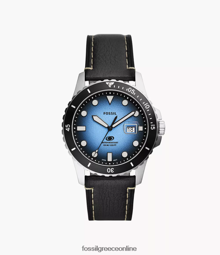 Fossil άνδρες δερμάτινο ρολόι τρίχερων litehide FVT06R1576 παρακολουθώ μπλε