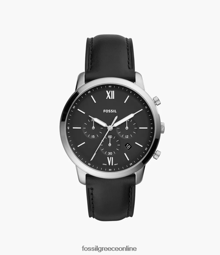 Fossil άνδρες δερμάτινο ρολόι neutra χρονογράφος FVT06R1404 παρακολουθώ μαύρος