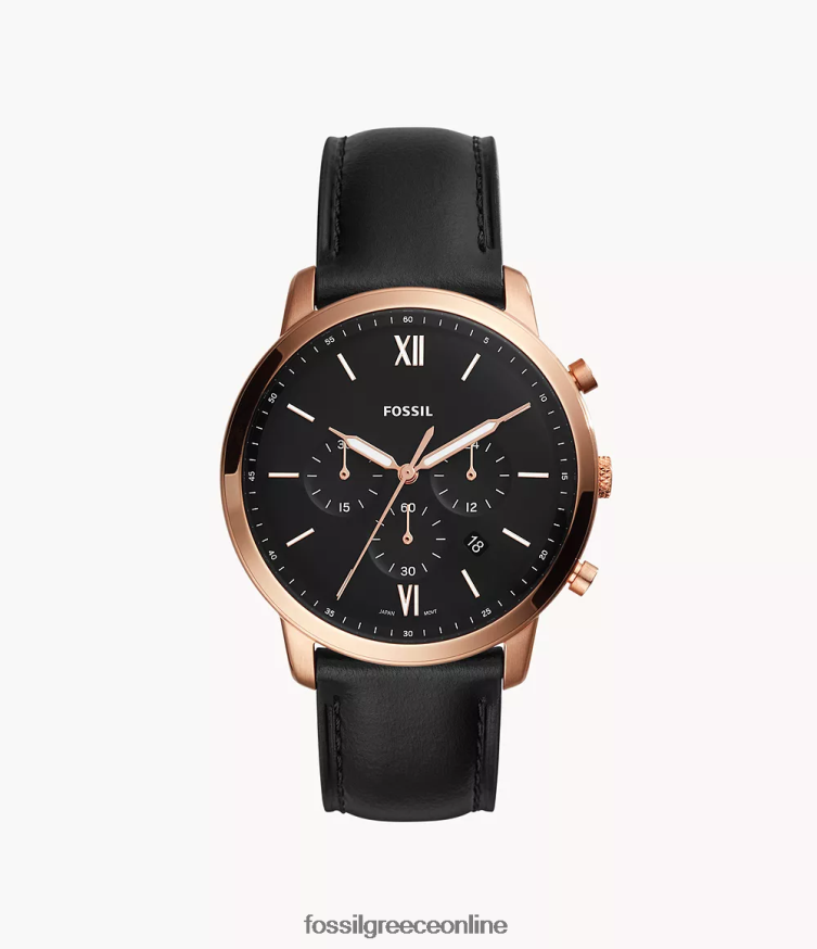 Fossil άνδρες δερμάτινο ρολόι neutra χρονογράφος FVT06R1409 παρακολουθώ μαύρος