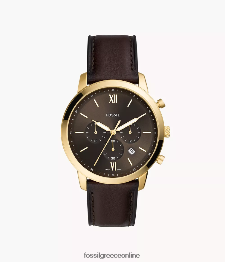 Fossil άνδρες δερμάτινο ρολόι neutra χρονογράφος FVT06R1416 παρακολουθώ καφέ