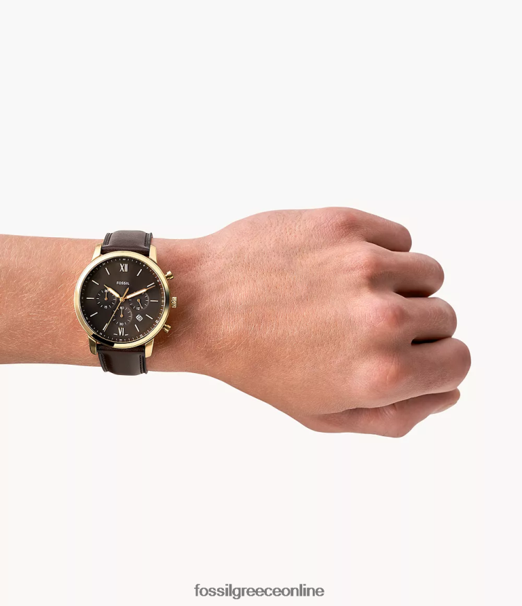 Fossil άνδρες δερμάτινο ρολόι neutra χρονογράφος FVT06R1416 παρακολουθώ καφέ