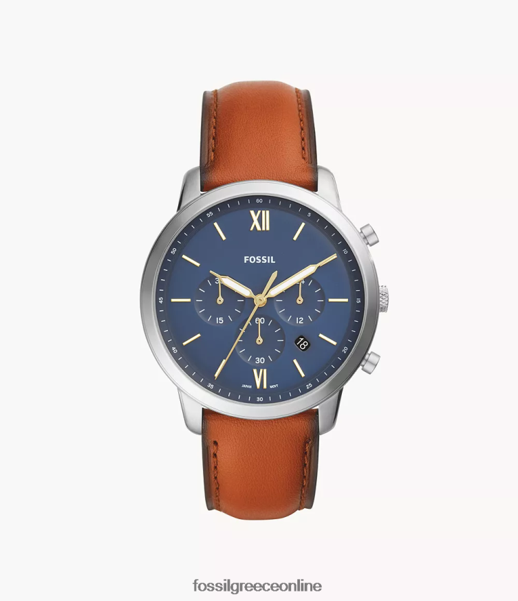 Fossil άνδρες δερμάτινο ρολόι neutra χρονογράφος FVT06R1431 παρακολουθώ καφέ