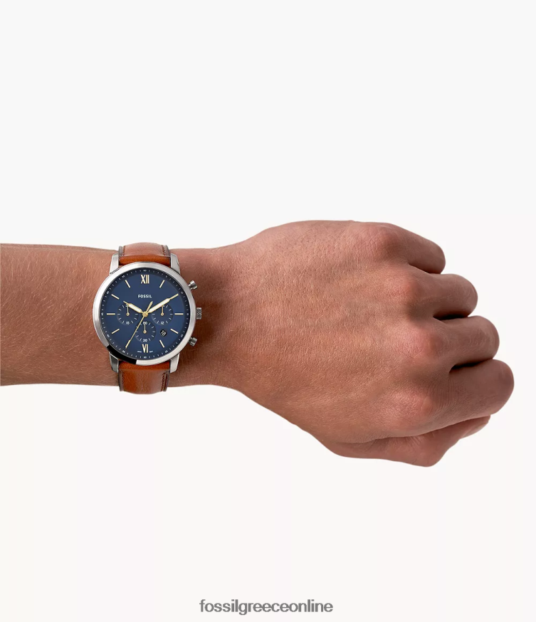 Fossil άνδρες δερμάτινο ρολόι neutra χρονογράφος FVT06R1431 παρακολουθώ καφέ