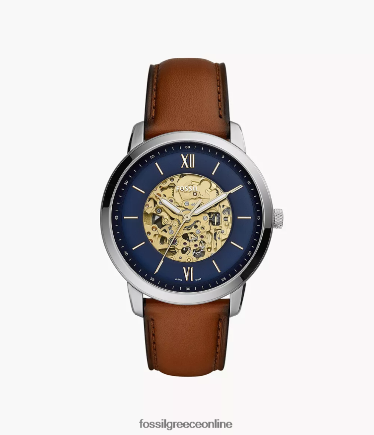 Fossil άνδρες neutra αυτόματο δερμάτινο ρολόι FVT06R1441 παρακολουθώ αποσκευές