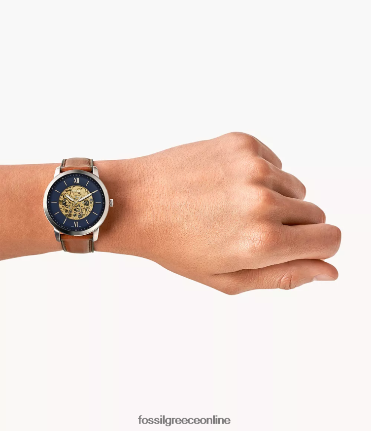 Fossil άνδρες neutra αυτόματο δερμάτινο ρολόι FVT06R1441 παρακολουθώ αποσκευές