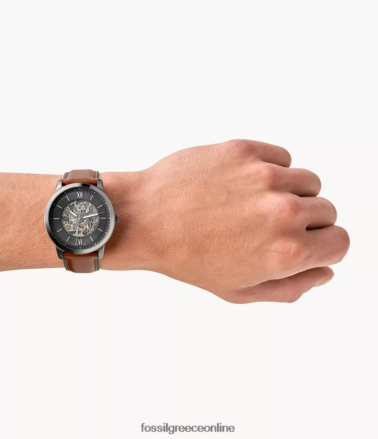 Fossil άνδρες neutra αυτόματο δερμάτινο ρολόι FVT06R1442 παρακολουθώ κεχριμπάρι