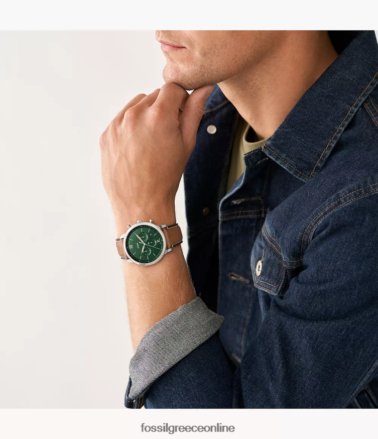 Fossil άνδρες δερμάτινο ρολόι neutra χρονογράφος litehide FVT06R1410 παρακολουθώ βυρσοδέψω