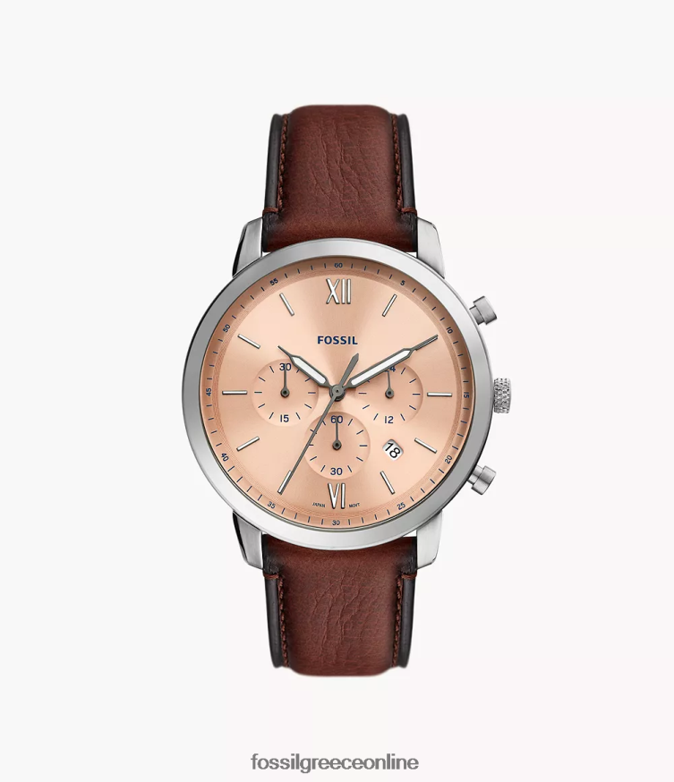 Fossil άνδρες δερμάτινο ρολόι neutra χρονογράφος litehide FVT06R1603 παρακολουθώ μέτριο καφέ