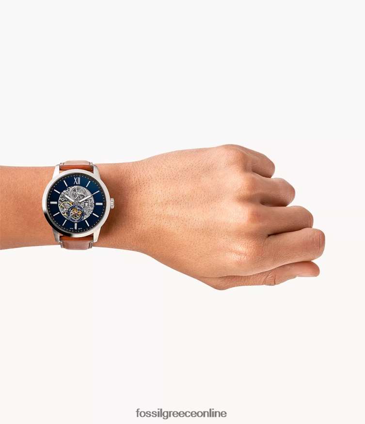 Fossil άνδρες Αυτόματο δερμάτινο ρολόι townsman 48 χλστ FVT06R1415 παρακολουθώ ανοιχτό καφέ