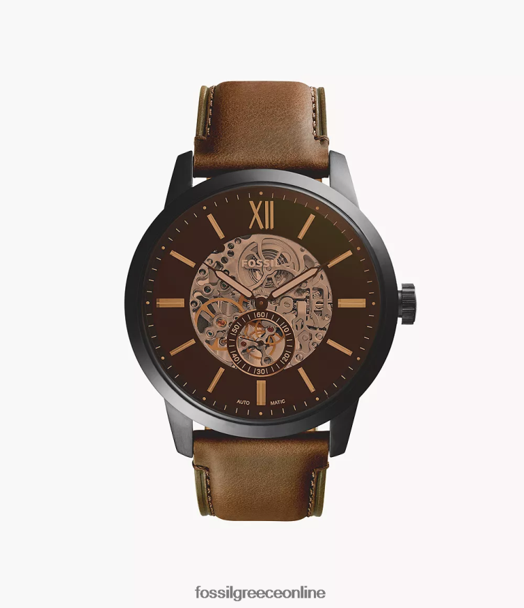 Fossil άνδρες Αυτόματο δερμάτινο ρολόι townsman 48 χλστ FVT06R1448 παρακολουθώ καφέ