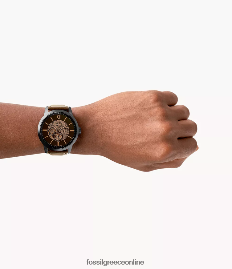 Fossil άνδρες Αυτόματο δερμάτινο ρολόι townsman 48 χλστ FVT06R1448 παρακολουθώ καφέ