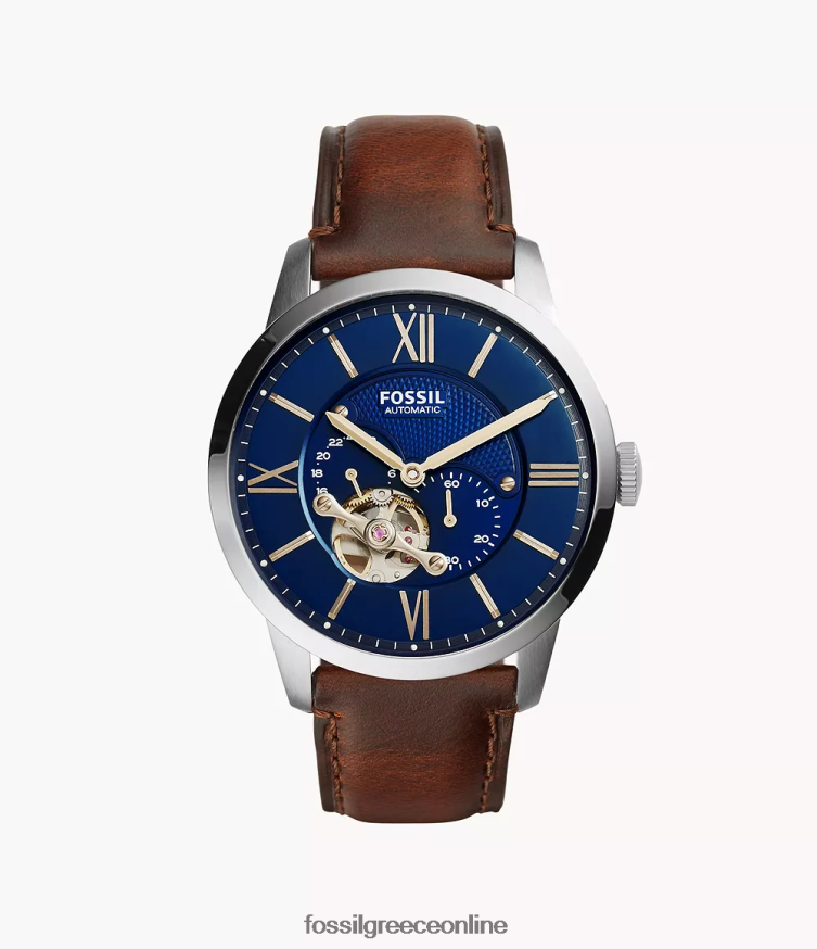 Fossil άνδρες townsman αυτόματο δερμάτινο ρολόι FVT06R1422 παρακολουθώ καφέ