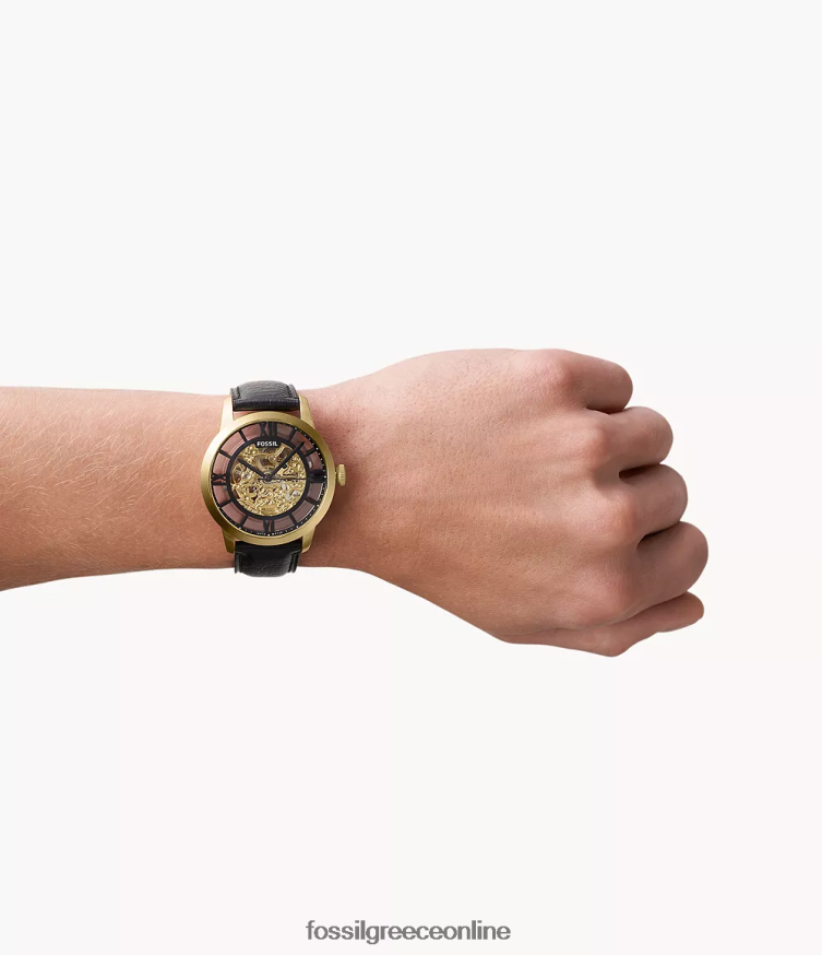 Fossil άνδρες townsman αυτόματο δερμάτινο ρολόι litehide FVT06R1398 παρακολουθώ μαύρος