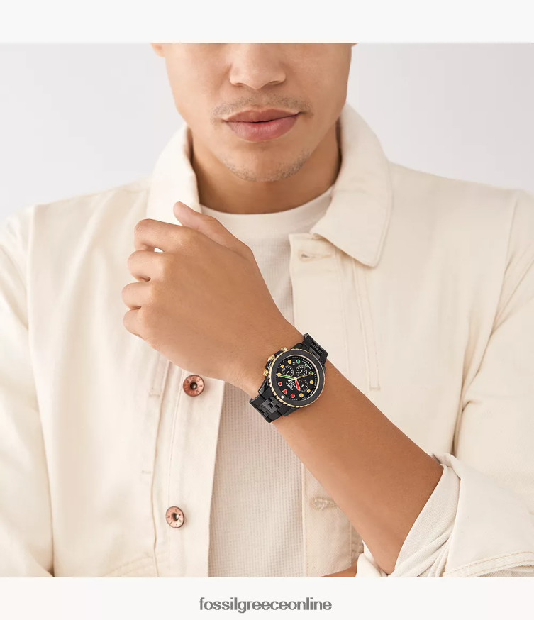 Fossil άνδρες ιστορία μήνα fb-01 χρονογράφος κεραμικό ρολόι FVT06R1594 παρακολουθώ μαύρος
