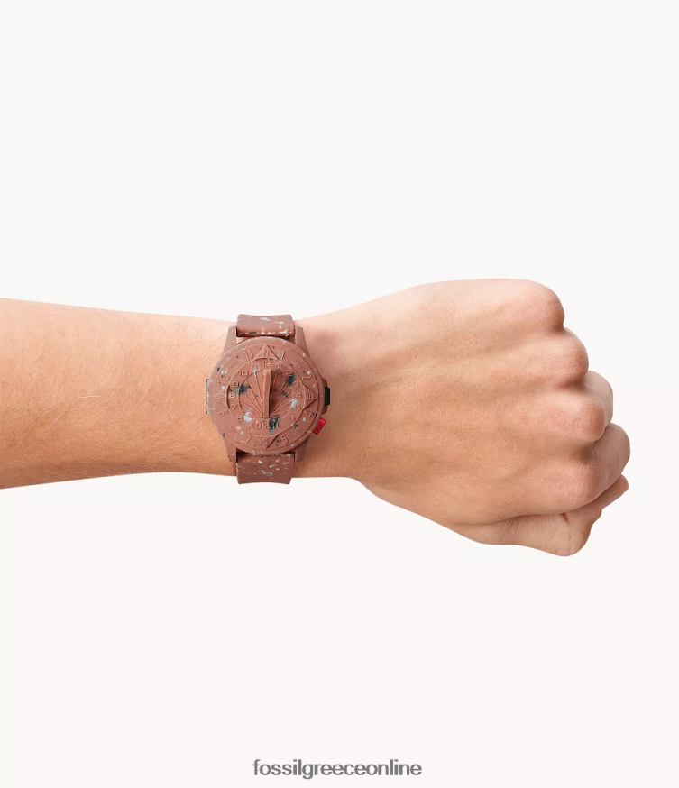 STAPLE x Fossil άνδρες Αυτόματο ρολόι σιλικόνης περιορισμένης έκδοσης FVT06R1604 παρακολουθώ τερακότα