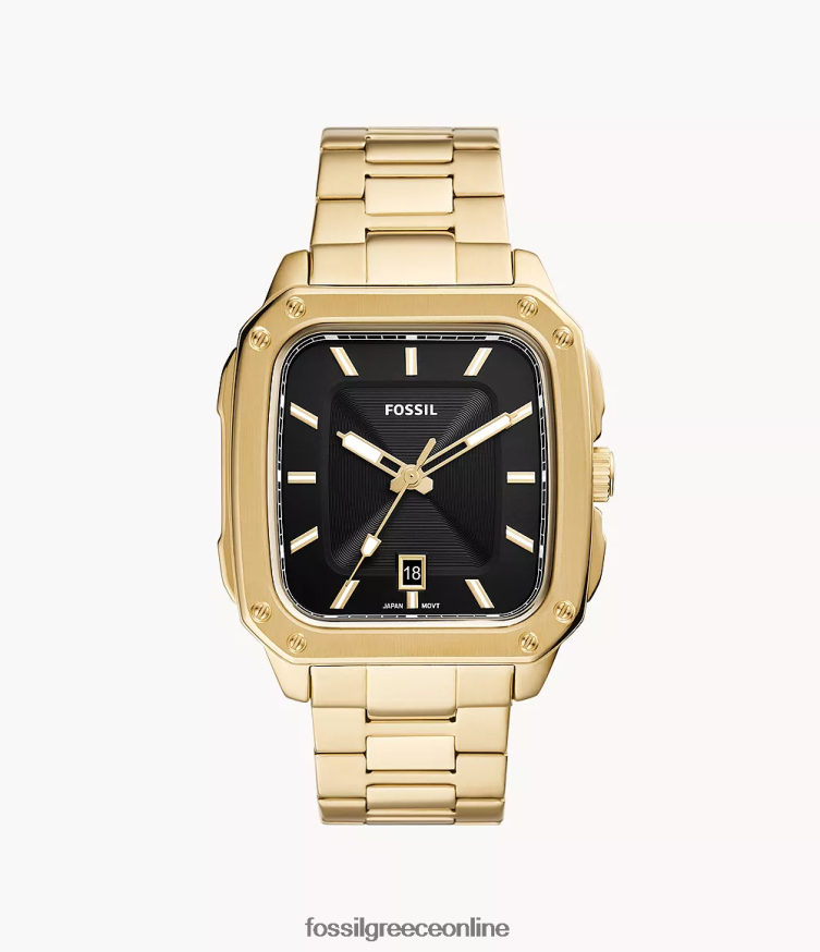 Fossil άνδρες ρολόι από ανοξείδωτο χάλυβα με επιγραφή τριών χεριών FVT06R1351 παρακολουθώ χρυσός τόνος