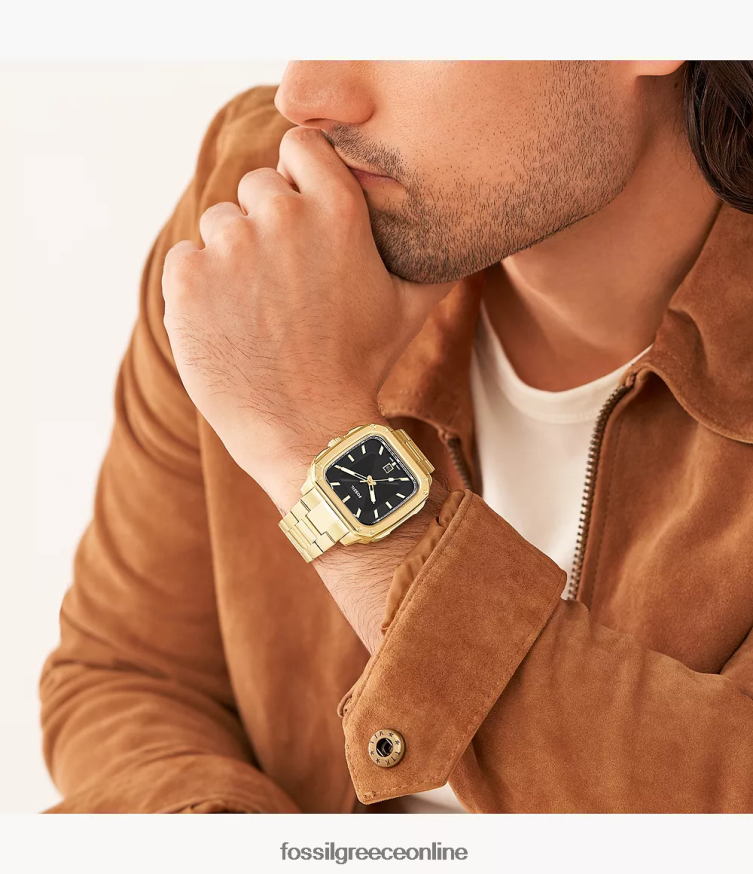 Fossil άνδρες ρολόι από ανοξείδωτο χάλυβα με επιγραφή τριών χεριών FVT06R1351 παρακολουθώ χρυσός τόνος