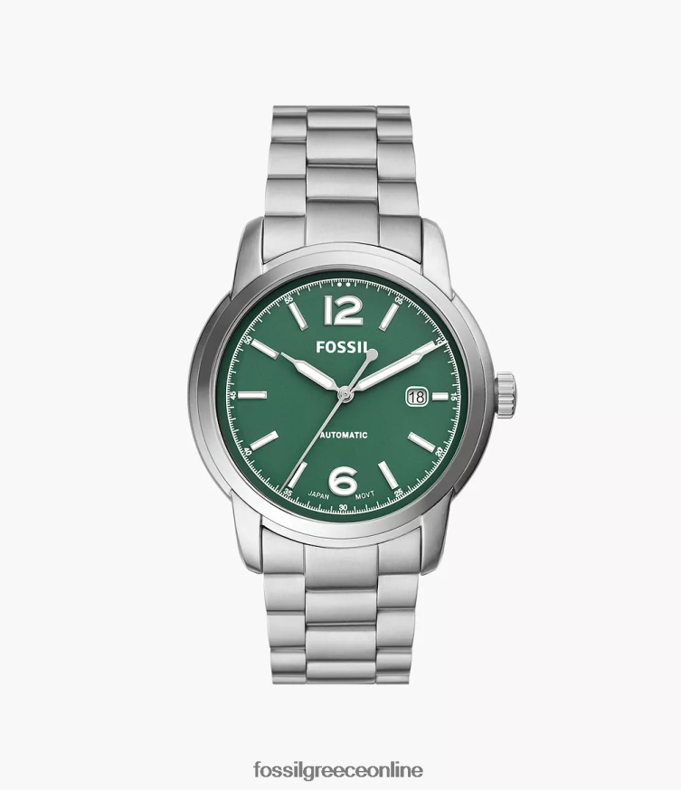 Fossil άνδρες κληρονομιά αυτόματο ρολόι από ανοξείδωτο ατσάλι FVT06R1365 παρακολουθώ ασημί-τόνος