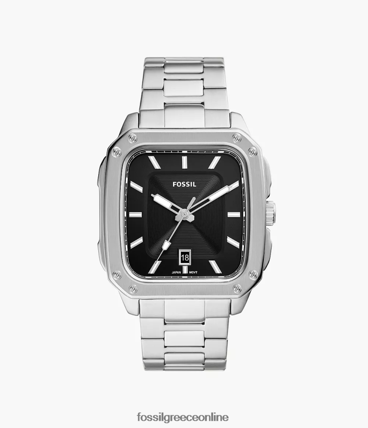 Fossil άνδρες ρολόι από ανοξείδωτο χάλυβα με επιγραφή τριών χεριών FVT06R1366 παρακολουθώ ασημί-τόνος