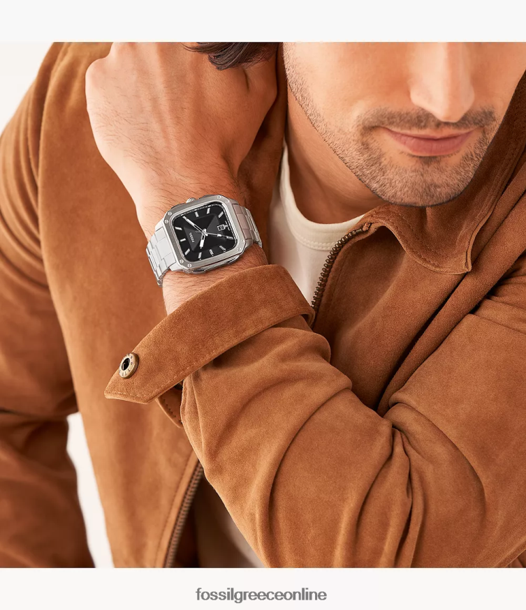 Fossil άνδρες ρολόι από ανοξείδωτο χάλυβα με επιγραφή τριών χεριών FVT06R1366 παρακολουθώ ασημί-τόνος