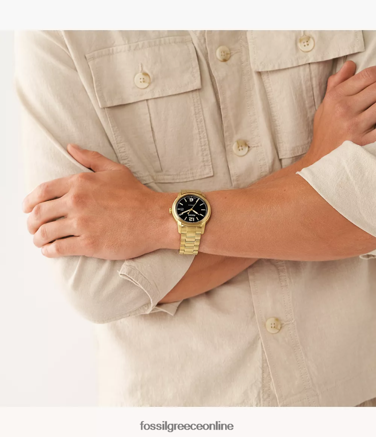 Fossil άνδρες κληρονομιά αυτόματο ρολόι από ανοξείδωτο ατσάλι FVT06R1382 παρακολουθώ χρυσός τόνος