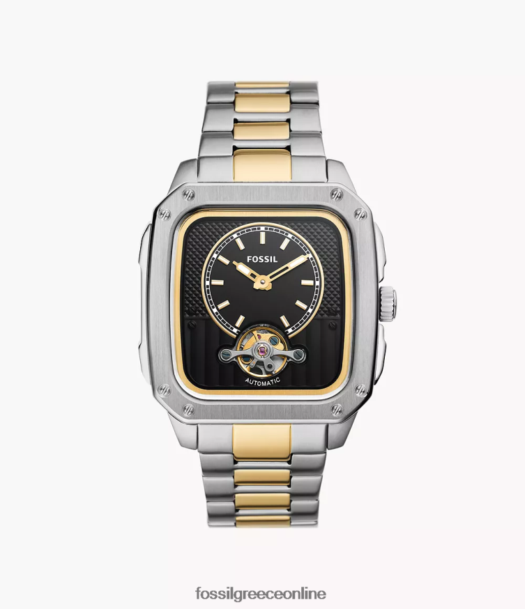 Fossil άνδρες επιγραφή αυτόματο ρολόι από ανοξείδωτο χάλυβα FVT06R1383 παρακολουθώ διχρωμία