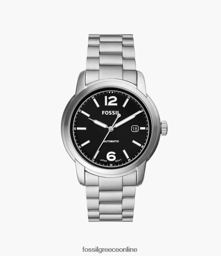 Fossil άνδρες κληρονομιά αυτόματο ρολόι από ανοξείδωτο ατσάλι FVT06R1384 παρακολουθώ ασημί-τόνος